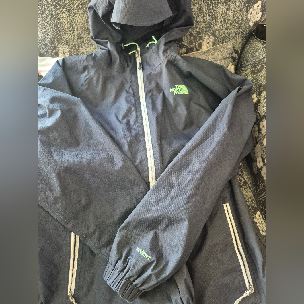 The North Face Women's Charcoal Ski Jacket With Mint Green Accents